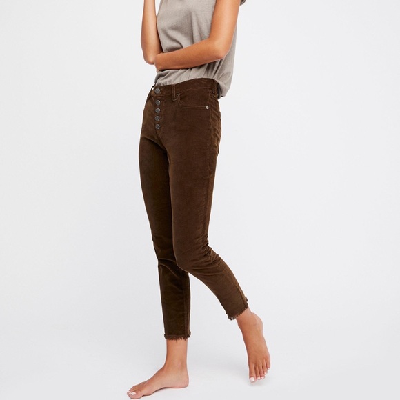 Free People Denim - Free People Raegan Button Fly Raw Hem Corduroy Skinny